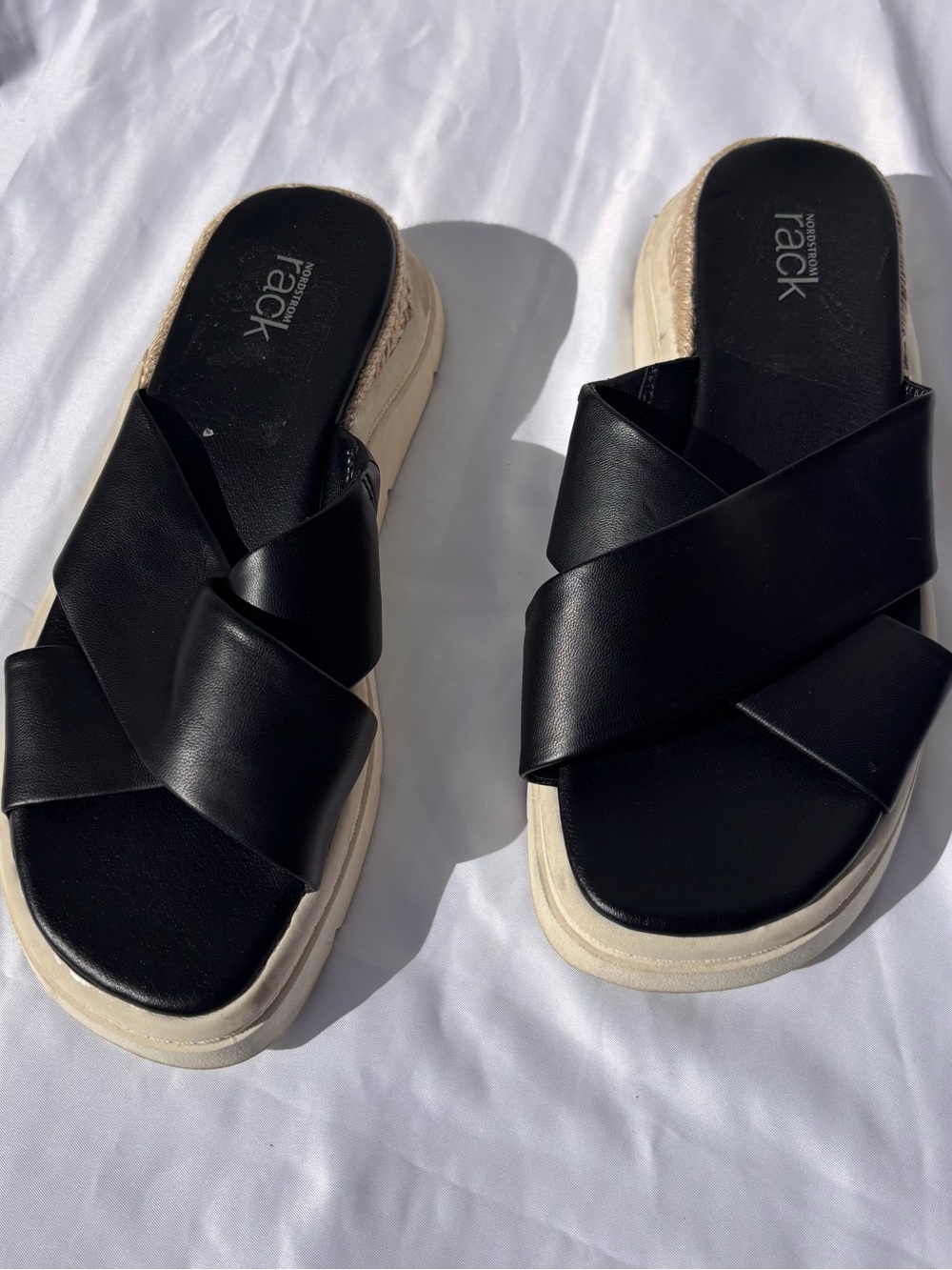 Nordstrom  RackBlack Crisscross Platform Slide Sandals